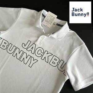 5/L 新品/JACK BUNNY (ジャックバニー/メンズ] 半袖 ポロシャツ PEダブルカノコ ゴルフシャツ　ゴルフウェア　父の日プレゼントに◎ 白　WH