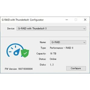 〇G-Technology G RAID with Thunderbolt 3【0G05761/HDD16TB(8TBx2)/Thunderbolt3/USB Type-C/HDMI】の画像7