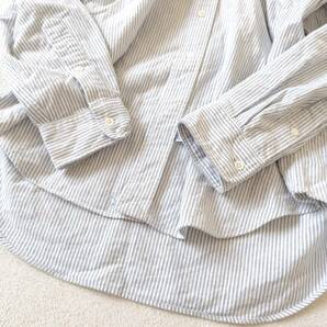 T667 極美品 ポロラルフローレン ストライプコットンシャツ POLO RALPH LAUREN ホワイト×ブルー サイズL メンズ 綿100% 羽織り 長袖の画像3