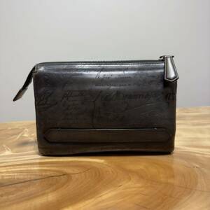  regular price 31.2 ten thousand jpy Berluti terusiokali graph .-sklito leather all-in-one clutch bag purse gray black genuine article TERSIO