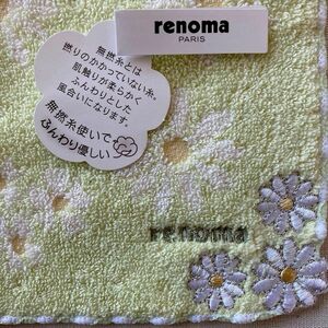 renoma PARIS・レノマ タオルハンカチ ウォッシュタオル・サイズ 約24.5cm×24.5cm・グリーン系