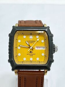 腕時計品 超希少 CITIZEN シチズン 1250-215348 ウォータレジスト120 / ビンテージ/ メンズ/ クォーツ/オレンジ文字盤/デイデイト/日本製