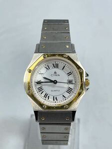 腕時計品 CYMA シーマ 16-90C / ビンテージ/ 男と女/クォーツ/ デイト/ 純正ベルト/ スイス製