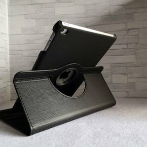 iPad 6世代/5世代/Air/Air2 共用 ブラック レザーケース 360度回転機能 3段スタンド機能 自動スリープ機能付き の画像5