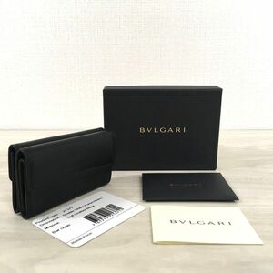 ☆送料無料☆ 未使用品 BVLGARI ミニウォレット ブラック ラムスキン 箱付き 14