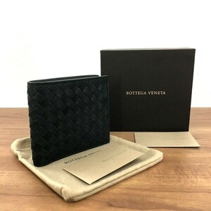 ☆送料無料☆ 極美品 BOTTEGAVENETA 二つ折り財布 ラムスキン 総イントレチャート 箱付き 198