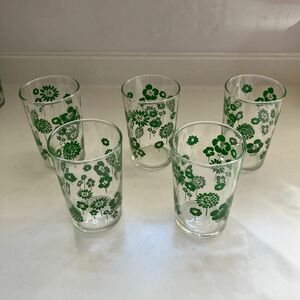 昭和レトロ　ポップ コップ　5個 花柄　ビンテージ グラス