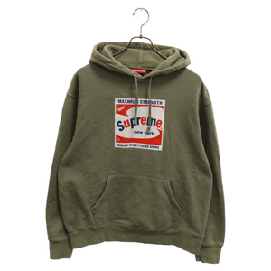 SUPREME シュプリーム 21SS Shine Hooded Sweatshirt フロントロゴプリント プルオーバーパーカー フーディー カーキ