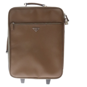 PRADA プラダ トライアングルロゴプレート付き キャリーバッグ スーツケース ブラウンの画像1
