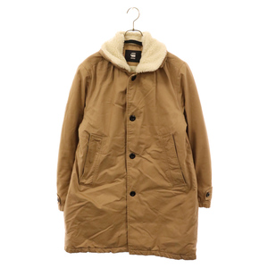 ジースターロウ Garber Canvas Teddy Overcoat D12474-7845-3036 裏地キルティングロングジャケット 襟ボアテディオーバーコート ベージュ