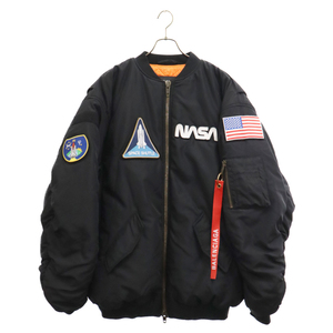 BALENCIAGA バレンシアガ 21AW NASA Space Bomber Jacket ブラック ナサ ロゴワッペン スペース MA-1 ボンバージャケット 663083 TYD31