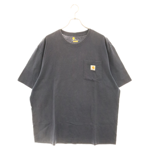 CARHARTT カーハート ORIGINAL FIT オリジナルフィット ロゴ刺繍胸ポケット付きTシャツ 半袖Tシャツカットソー ネイビー