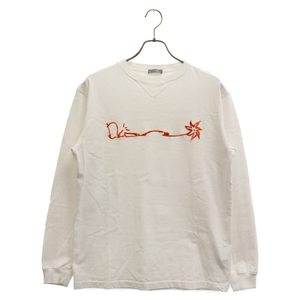 DIOR ディオール 22AW×CACTUS JACK LONG SLEEVE TEE×カクタスジャック ロゴ刺繍 長袖Tシャツ カットソー ホワイト 283J647A0554