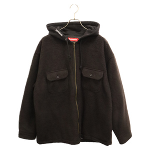 SUPREME シュプリーム 23AW Fleece Zip Up Hooded Shirt フリース ジップアップ フーデッド シャツ ジャケット ブラック