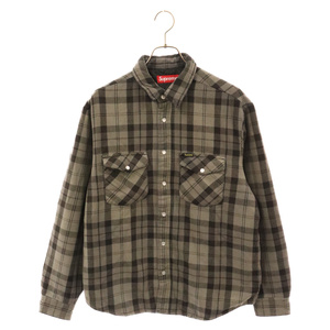 SUPREME シュプリーム 24SS Quilted Flannel Snap Shirt キルティングスナップフランネルシャツジャケット グレー