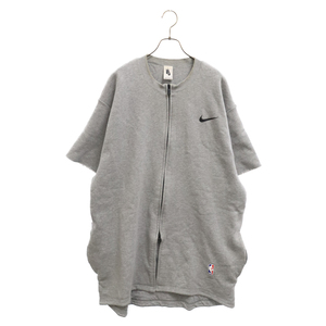 NIKE ナイキ 19SS ×FEAR OF GOD ×フィアオブ ゴッド ジップアップ クルーネック半袖スウェット トレーナー グレー AR0629-063