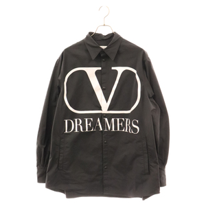 VALENTINO ヴァレンチノ 22AW DREAMAS V LOGO SHIRT ロゴプリント オーバーサイズ 長袖シャツ ブラック P56101303