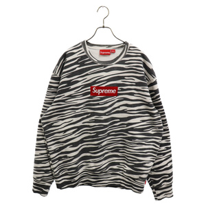 SUPREME シュプリーム 22AW Box Logo Crewneck Zebra ボックス ロゴ クルーネックスウェットトレーナー ゼブラ ブラック/ホワイト