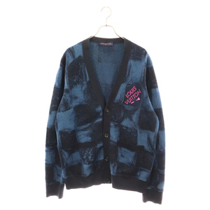 LOUIS VUITTON ルイヴィトン 21AW Dummy Salt Jacquard Cardigan ダミエソルト ジャカード ニット カーディガン ブルー RM212M ET6 HLN08W