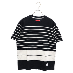 SUPREME シュプリーム 08SS TEAM STRIPE CREW ボーダー クルーネック半袖Tシャツ ブラック