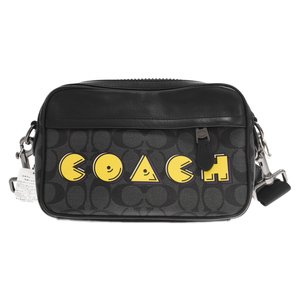 COACH コーチ × PACMAN パックマン ロゴ レザー ショルダーバッグ ブラック F72923