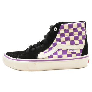 VANS ヴァンズ PRO SK8 HI 721454 スケートハイプロ チェッカーフラッグ ハイカットスニーカー パープル US5.5/23.5cm