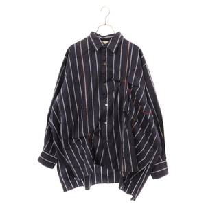 Jieda ジェイダ HAND STITCH STRIPE SHIRT 手縫いストライプ 長袖シャツ ネイビー Jie-20w-SH02