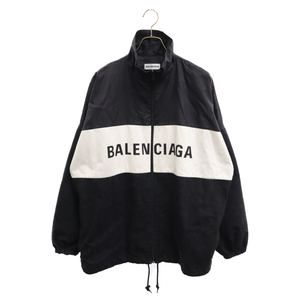 BALENCIAGA バレンシアガ 18AW フロントロゴデニム切替 ナイロントラックジャケット ブラック 529213 TBQ03