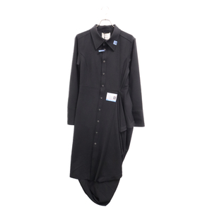 MIHARA YASUHIRO ミハラヤスヒロ Circle logo-patch flared shirt dress サークルロゴパッチ フレア 長袖シャツ ドレス ブラック B11DR172