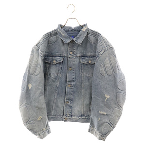 イージー ギャップ バレンシアガ Padded Denim Jacket ヴィンテージ加工 パテッドデニムジャケット インディゴ