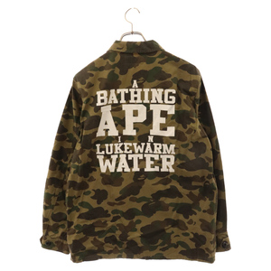 A BATHING APE アベイシングエイプ サルカモ柄カバーオール ジャケット ミリタリーシャツ カーキ 001SHB801003X