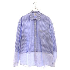 VETEMENTS ヴェトモン 19SS Oversized Stripe Shirts オーバーサイズド ストライプ 長袖シャツ ブルー USS196062