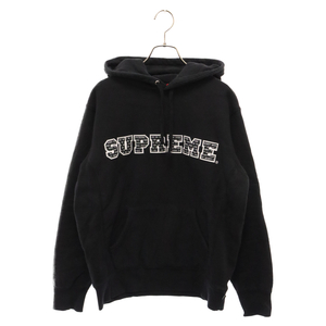 SUPREME シュプリーム 19AW The Most Hooded Sweatshirt ザモストフーディー ロゴ刺繍スウェット プルオーバーフーディ パーカー ブラック