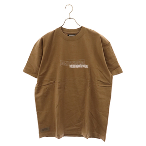 ウィンダンシー 22SS×ネイバーフッド ロゴプリント クルーネック カットソー 半袖Tシャツ ブラウン 221FRWSN-STM01S