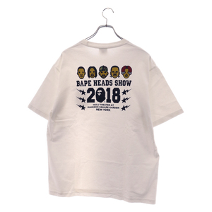 A BATHING APE アベイシングエイプ BAPE HEADS SHOW 2018 ロゴプリントクルーネック半袖Tシャツ ホワイト