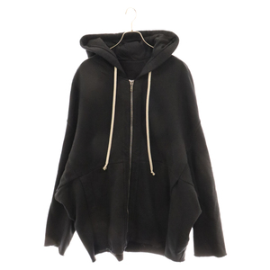 DRKSHDW ダークシャドウ ZIP FRONT PETER オーバーサイズ カットオフ ジップアップパーカー スウェット DU01C6275-F ブラック