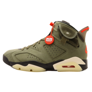 ナイキ×TRAVIS SCOTT AIR JORDAN 6 RETRO SP CN1084-200 トラヴィススコット エアジョーダン6 ハイカットスニーカー カーキ US8.5/26.5cm