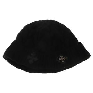 CHROME HEARTS クロムハーツ FILIGREE PLS LEATHER PATCH BEANIE CASHフィリグリープラスレザーパッチカシミアビーニー