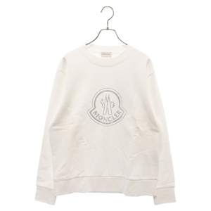 モンクレール 23AW Logo Embellished Sweatshirt ロゴエンブロイダリー クルーネック スウェットシャツ トレーナー ホワイト I20938G00053