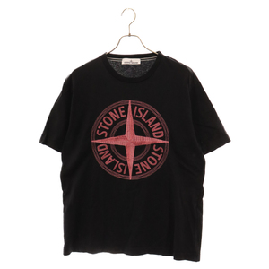 STONE ISLAND ストーンアイランド フロントロゴ刺繍 半袖Tシャツ クルーネックカットソー ブラック 781521580