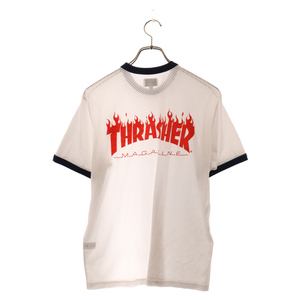 SUPREME シュプリーム 15SS ×Thrasher Mesh Crewneck スラッシャー メッシュクルーネック 半袖Tシャツ ホワイト