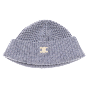 CELINE セリーヌ TRIOMPHE BEANIE IN HERITAGE CASHMERE 2AD95207O カシミヤ製 トリオンフ刺繍ビーニー ニット帽 ブルー