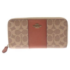 COACH コーチ SLIM ACCODRDION ZIP WALLET1732 31546 シグネチャー ラウンドジップ ロングウォレット 長財布 ブラウン