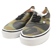 VANS ヴァンズ×アベイジングエイプ オーセンティック カモフラ 迷彩 ローカットスニーカー カーキ US10/28cm VN0A38EN7BC_画像3