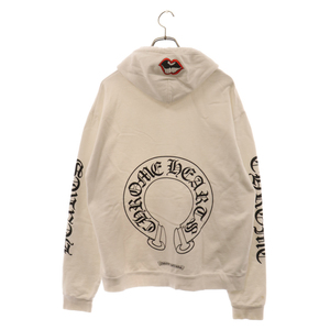 クロムハーツ×MATTY BOY Chomper Horseshoe Hoodie×マッティボーイ チョンパーホースシューフーディ プルオーバーパーカー ホワイト