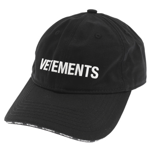VETEMENTS ヴェトモン 23AW ICONIC LOGO CAP フロントロゴ刺繍 6パネルキャップ 帽子 ブラック UE54CA180B