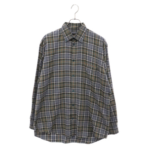 BALENCIAGA バレンシアガ 18AW Oversized Check Shirt バックロゴプリント オーバーサイズ長袖チェックシャツ グレー 508465 TBM21