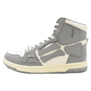 AMIRI アミリ 22SS SKEL TOP HI SNEAKER SS22MFS002-043 ボーン スカル レザーハイカットスニーカー グレー 42