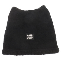 AMBUSH アンブッシュ RAVE BEANIE 12115095 ウール ロゴ 猫耳ニット帽 ブラック ビーニー ニットキャップ_画像1