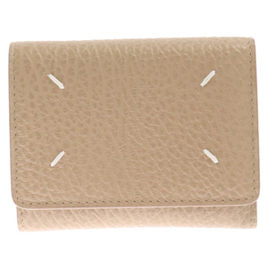 Maison Margiela メゾンマルジェラ 22AW ZIP COMPACT TRI FOLD WALLET 4ステッチ コンパクトウォレット 三つ折り財布 ベージュ SA3UI0010